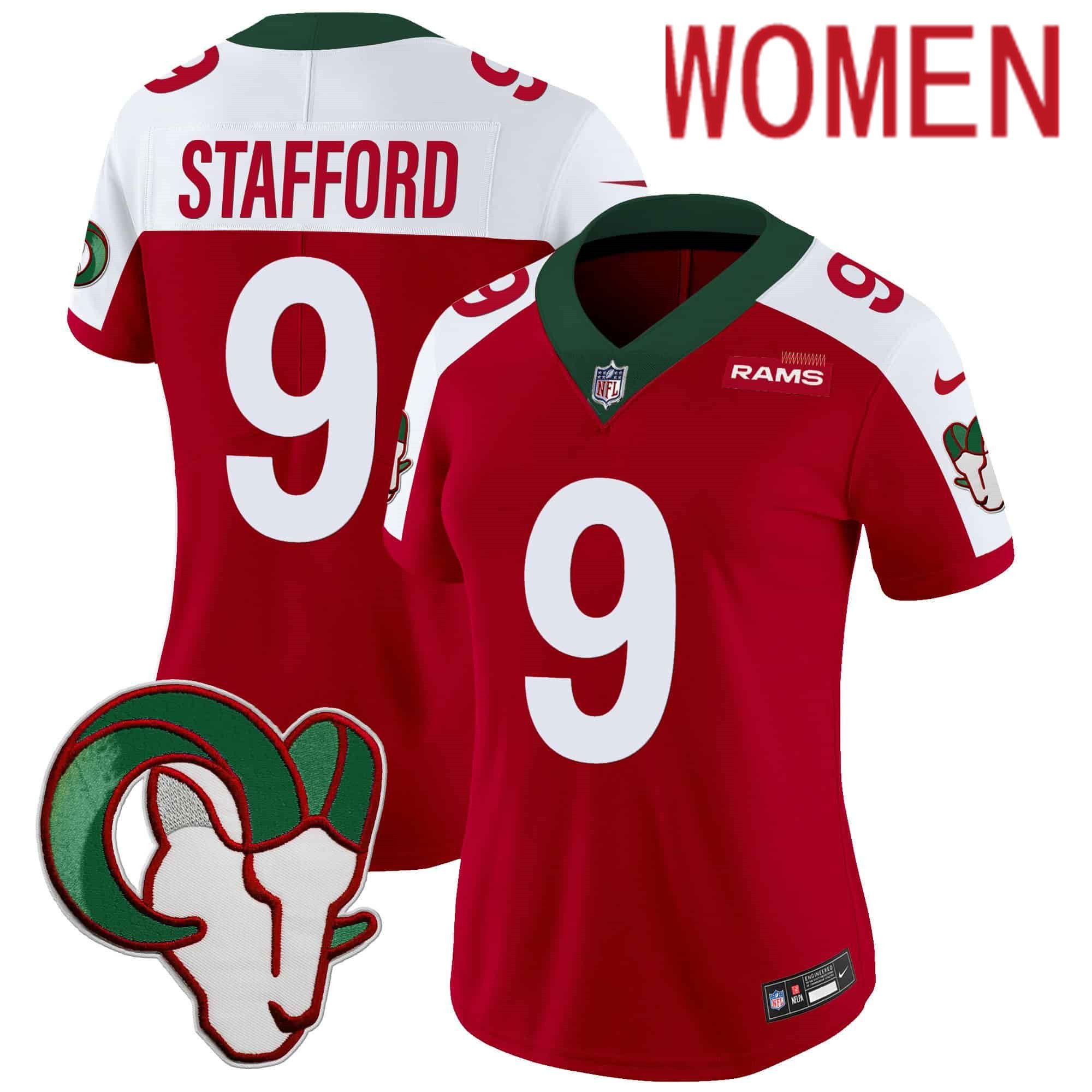Women Los Angeles Rams #9 Stafford Red 2024 Nike Mexico Vapor Limited NFL Jersey->customized nfl jersey->Custom Jersey